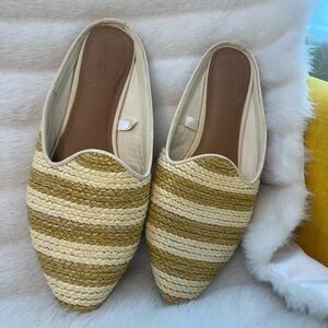 Universal Thread Striped Woven Mules in Cream and Tan